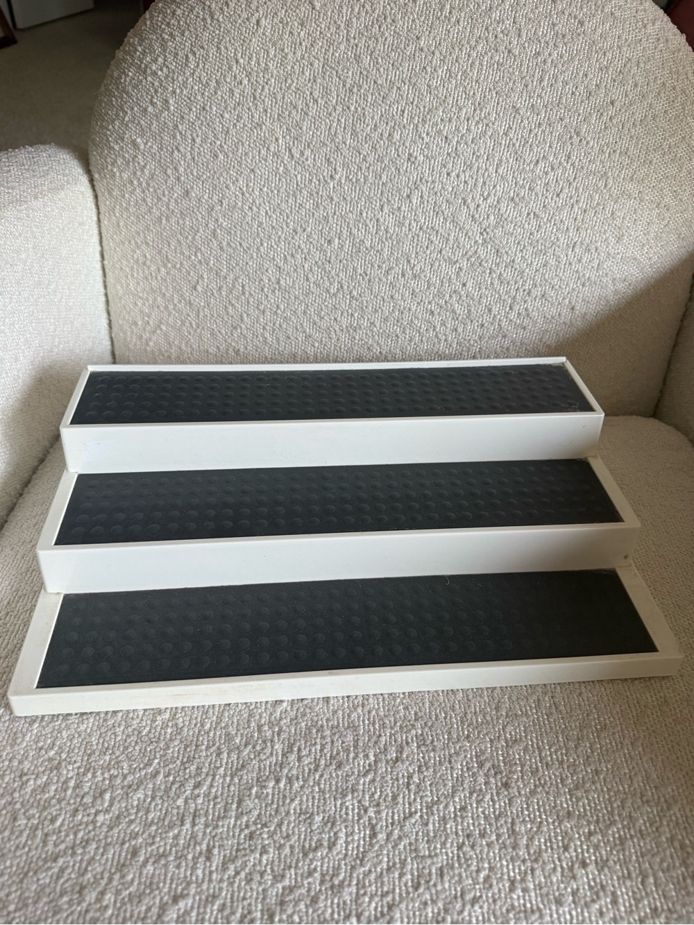 White 3-Tier Display Stand with Black Non-Slip Pads